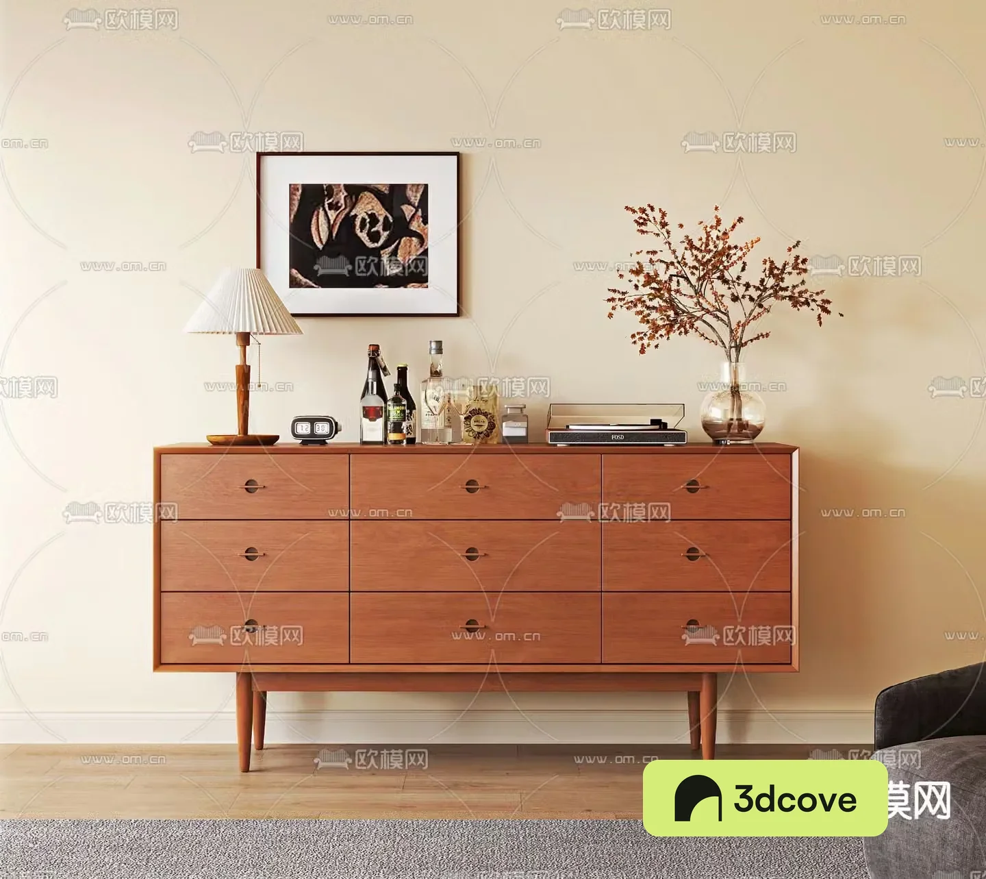Medieval style side cabinet 3D model