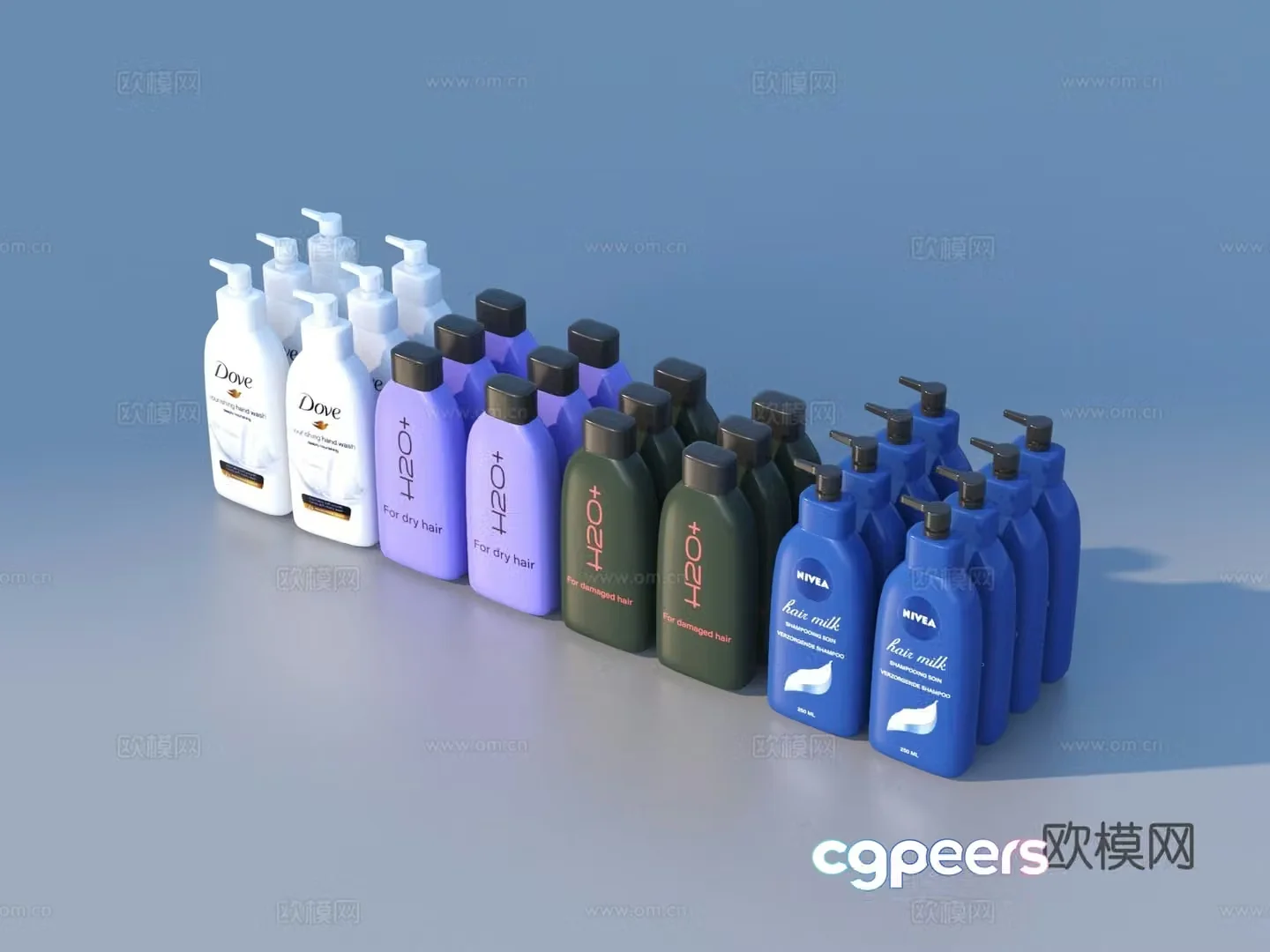 Cosmetics Shampoo Shower Wash Conditioner 3D Model
