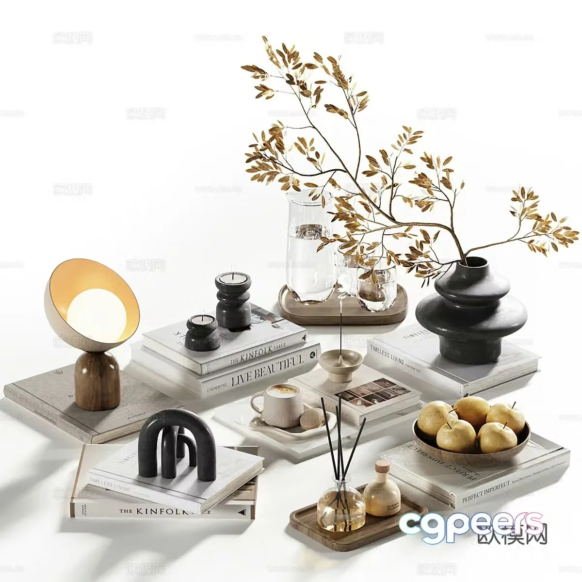 New Chinese light luxury jewelry ornament combination 3D model