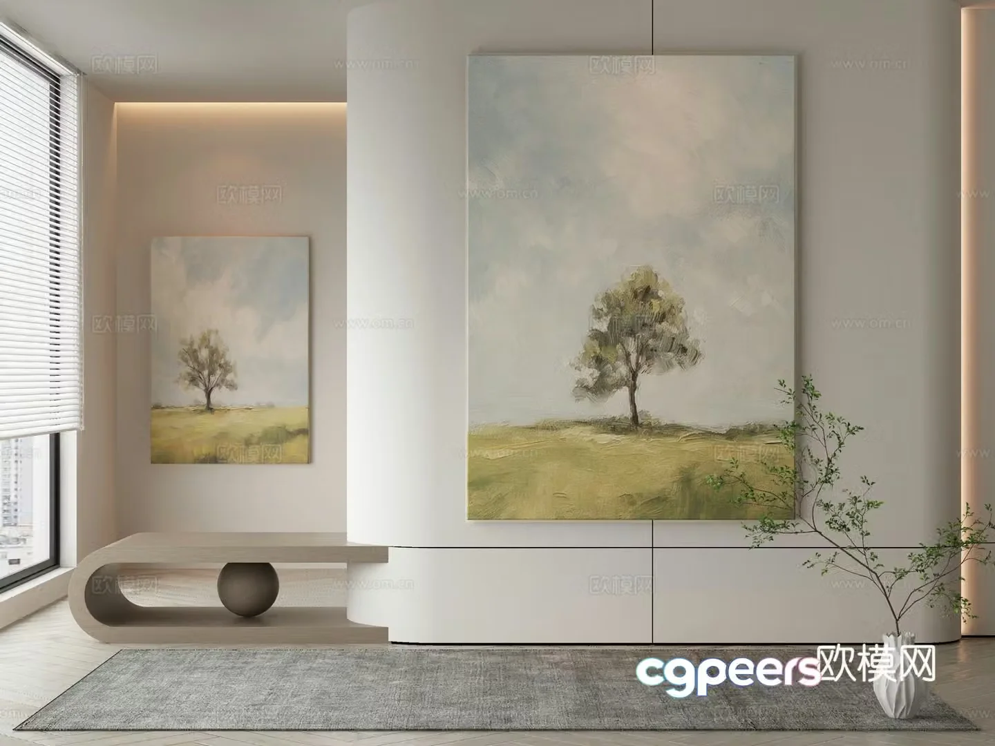 Modern oil painting landscape painting decorative painting 3d model
