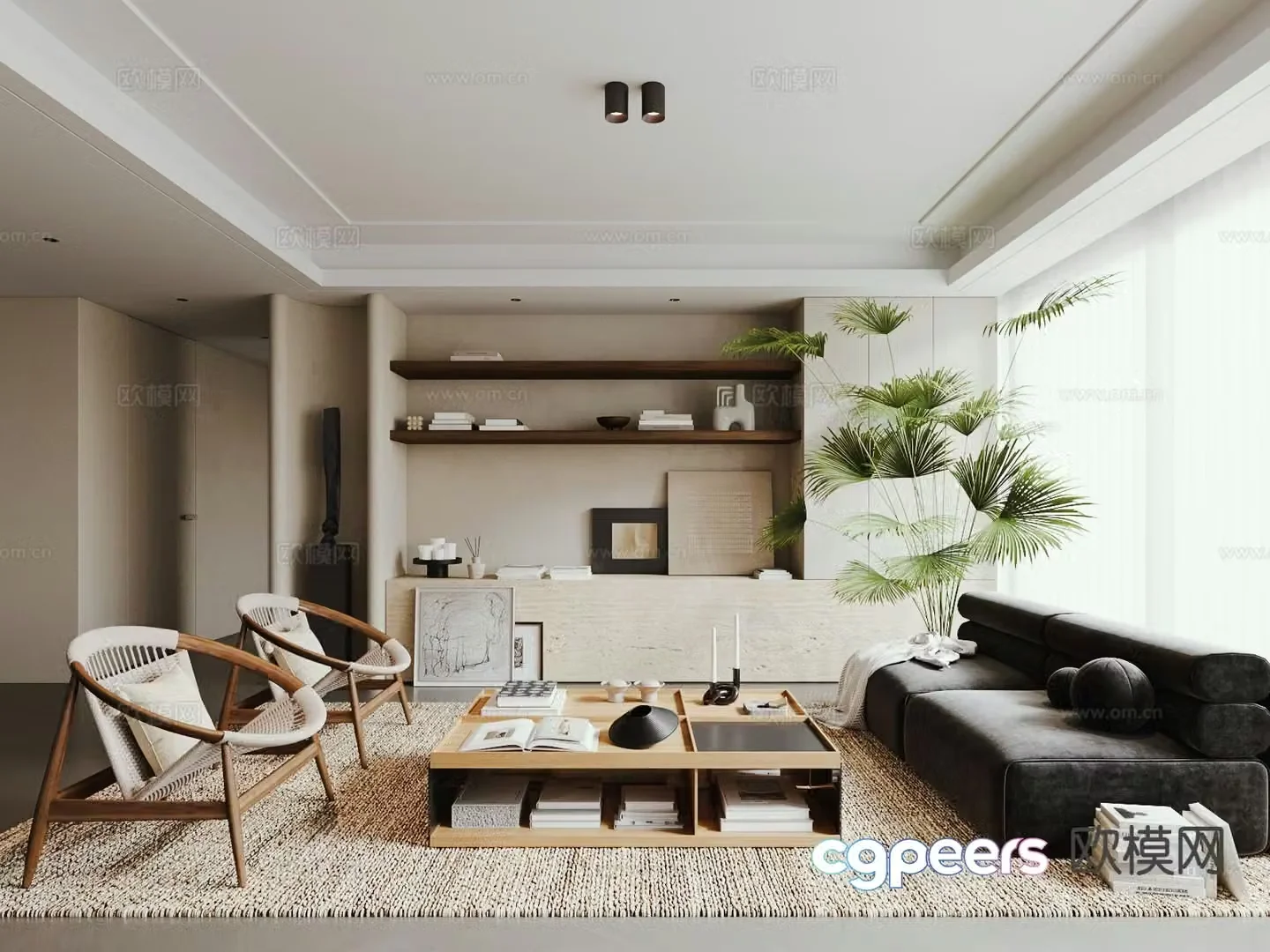 Wabi-sabi living room 3d model