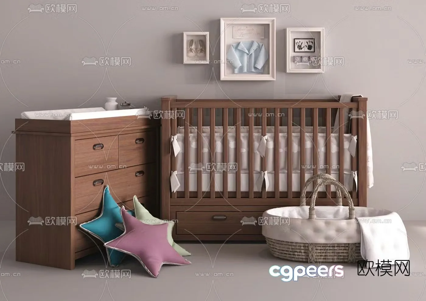 Nordic simple baby bedding 3D model
