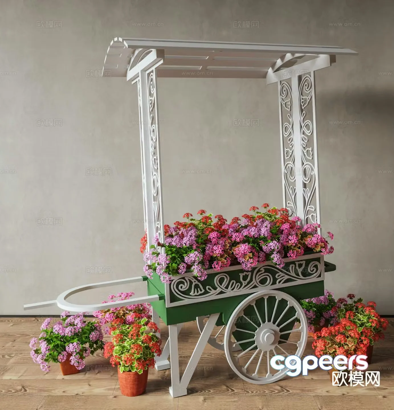 French flower frame sketch 3D model