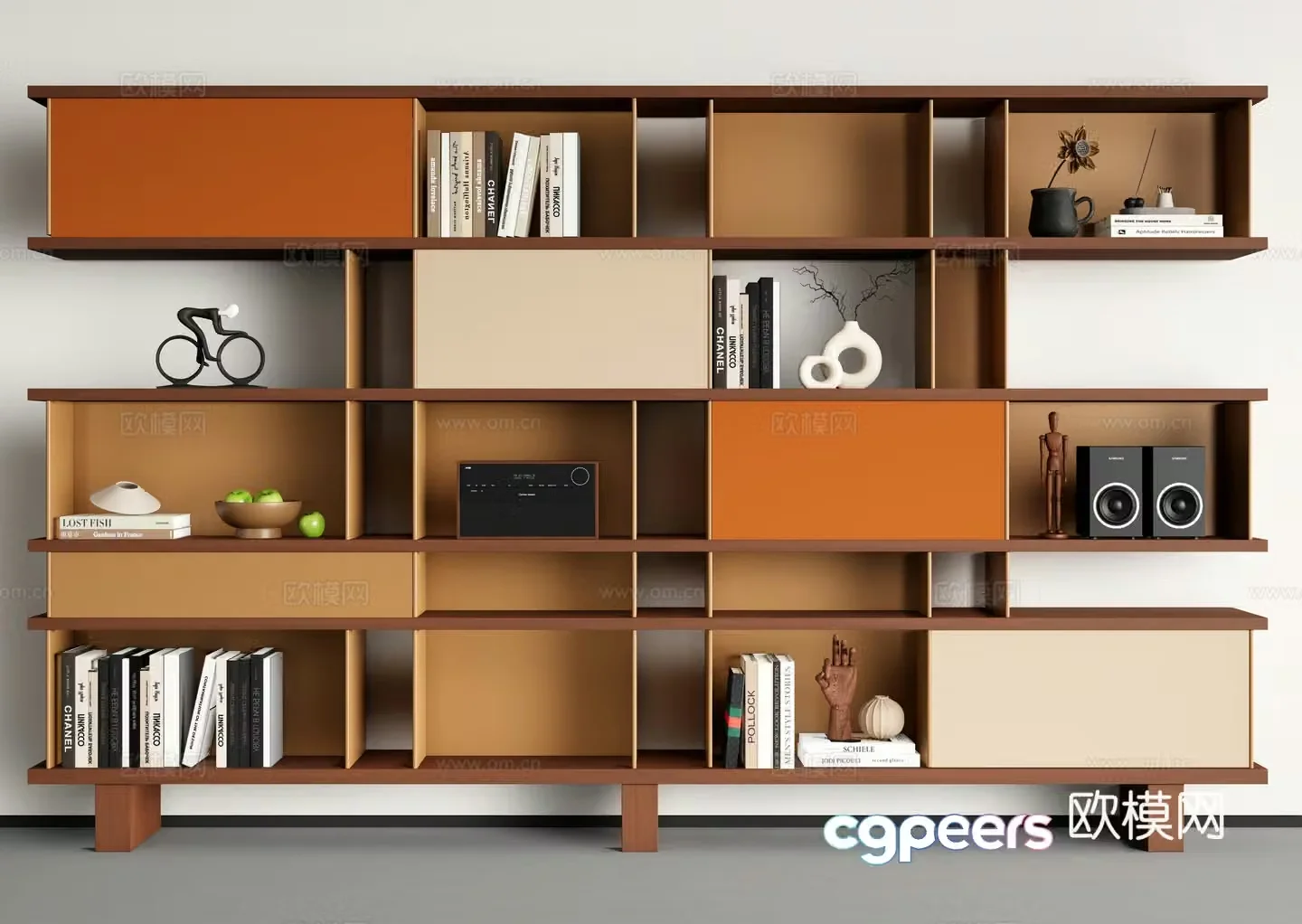 Modern bookcase display cabinet 3d model