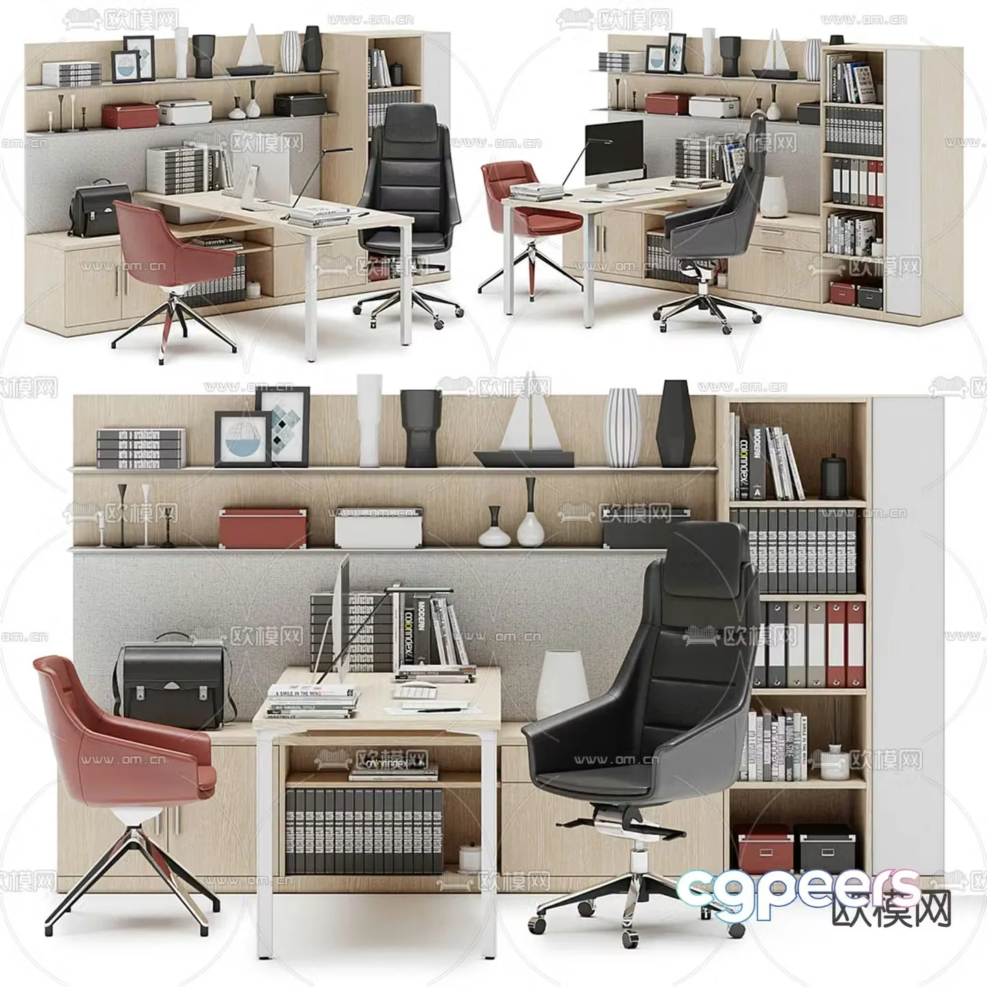 Modern office desk office desk boss desk 3d model