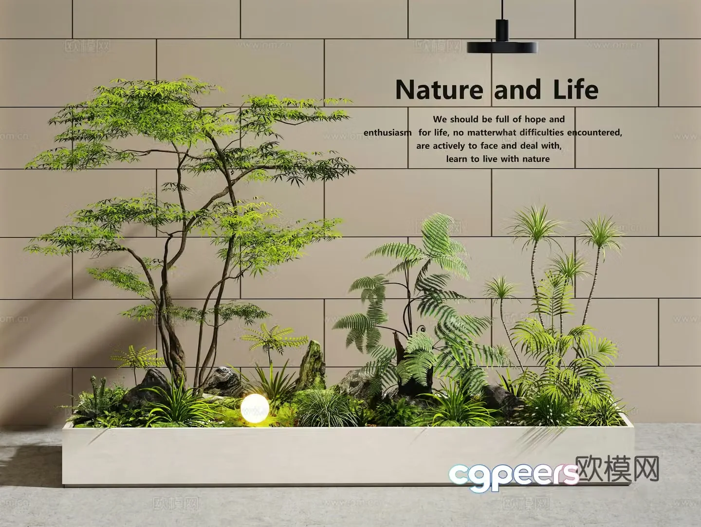 Modern interior landscape landscaping plant pile 3d model