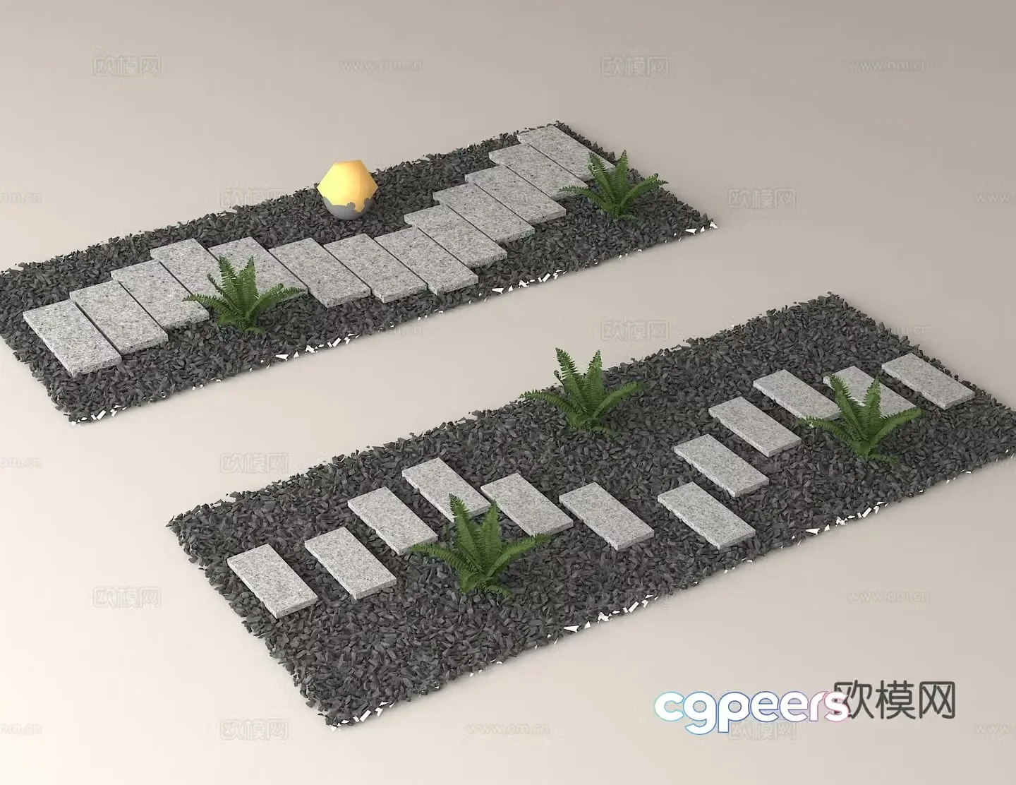 Outdoor Slate Trail Gravel Landscape Garden Trail Design Modern Gardening Decoration Landscape Paving 3D Model