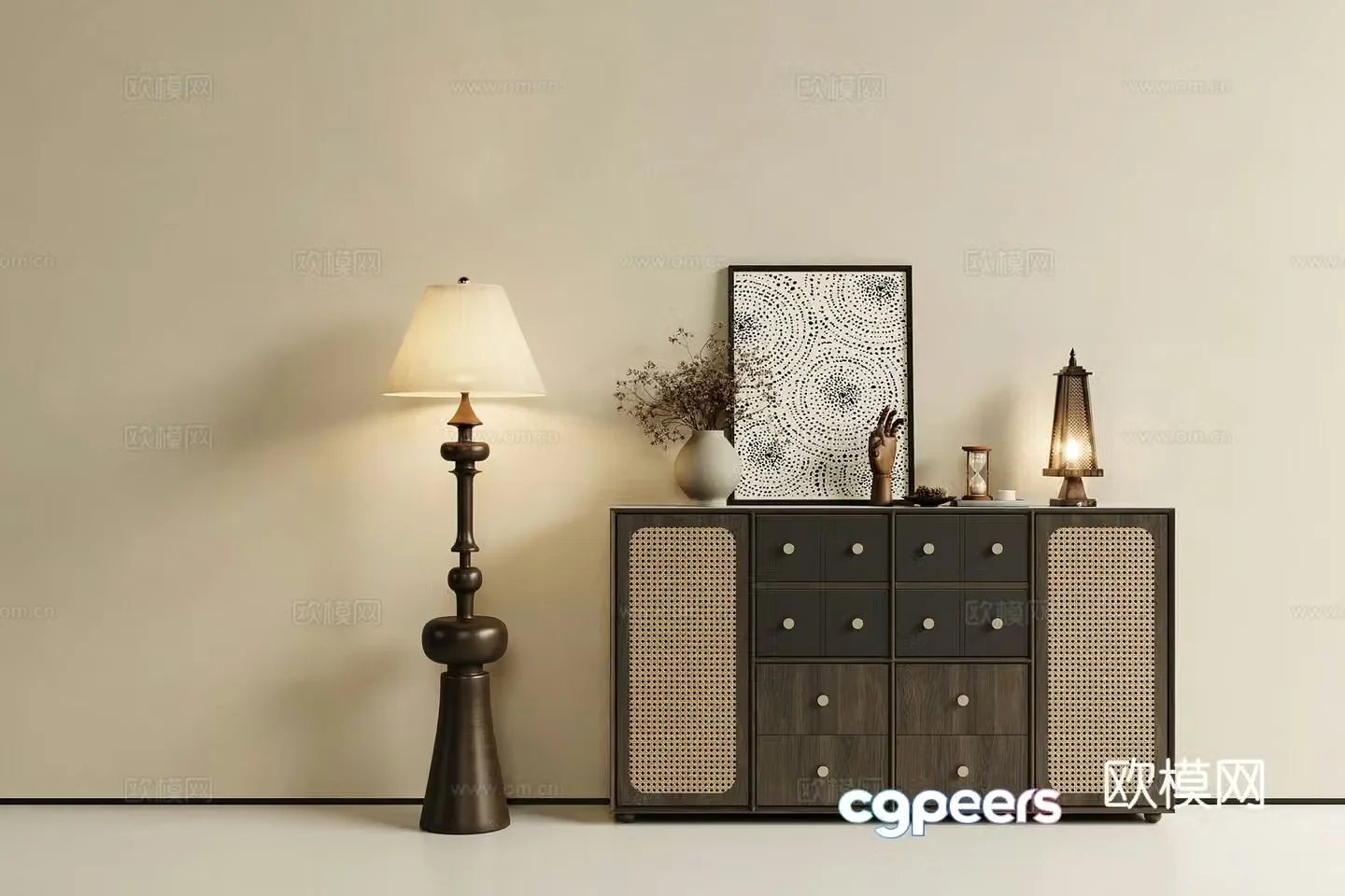 3D model of medieval end view entrance cabinet