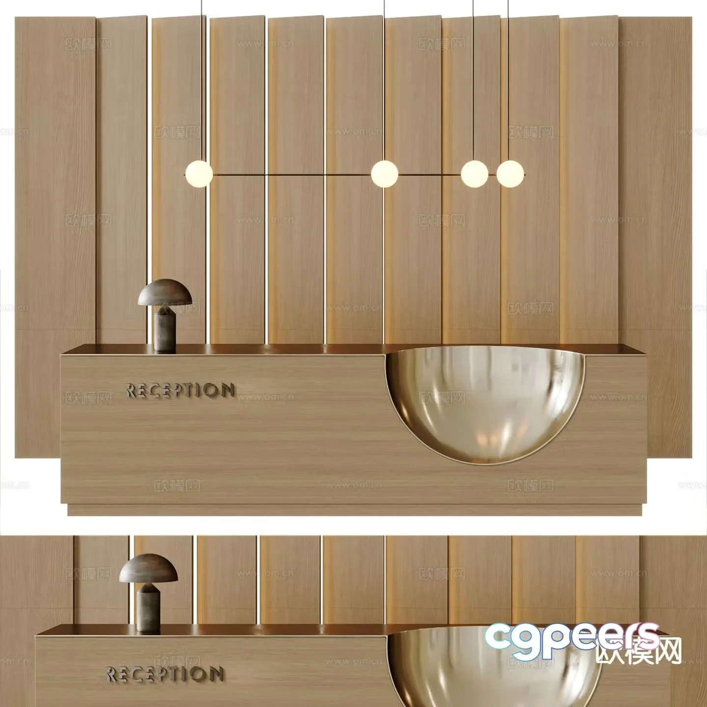 Modern front desk company reception desk 3d model