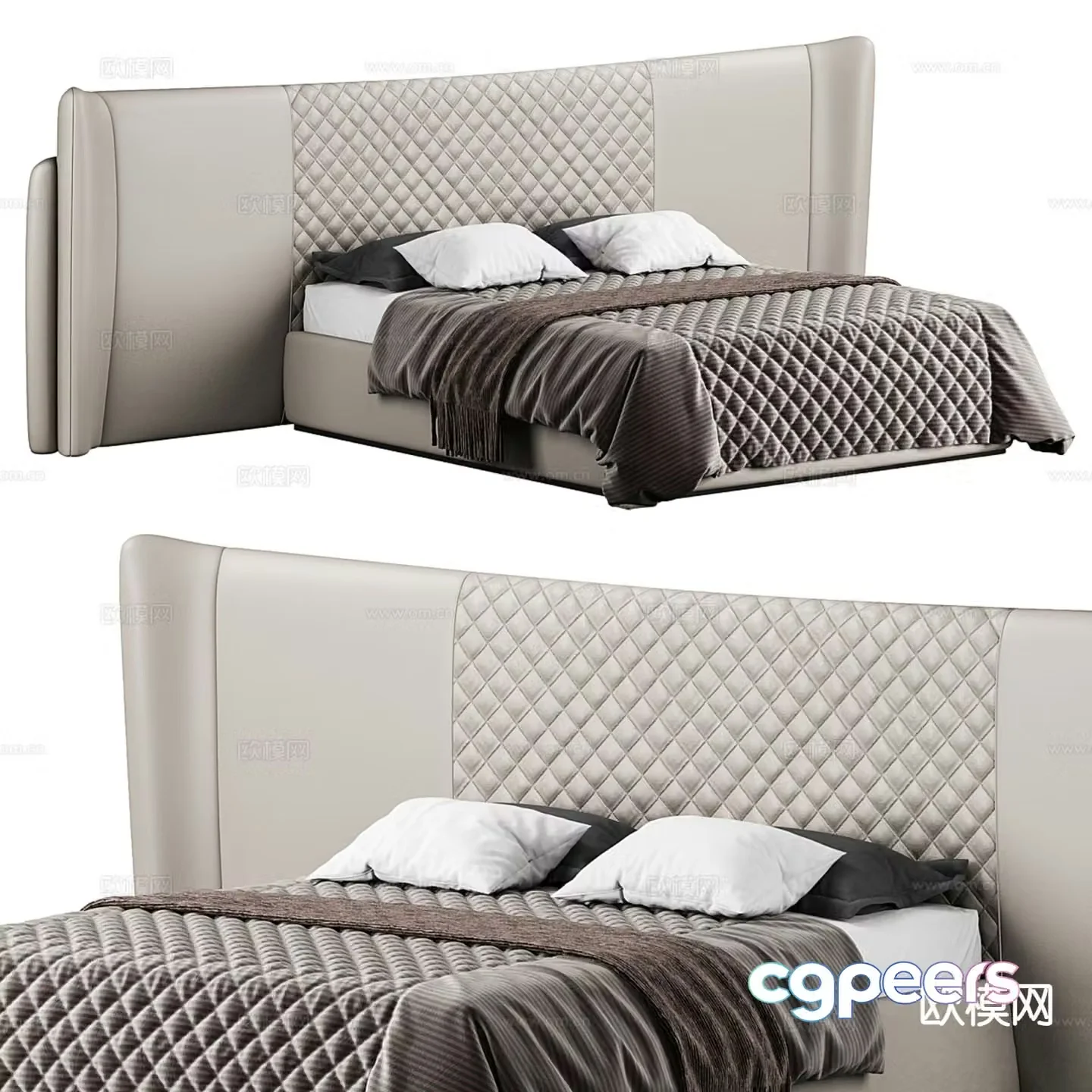 Italian double bed 3d model