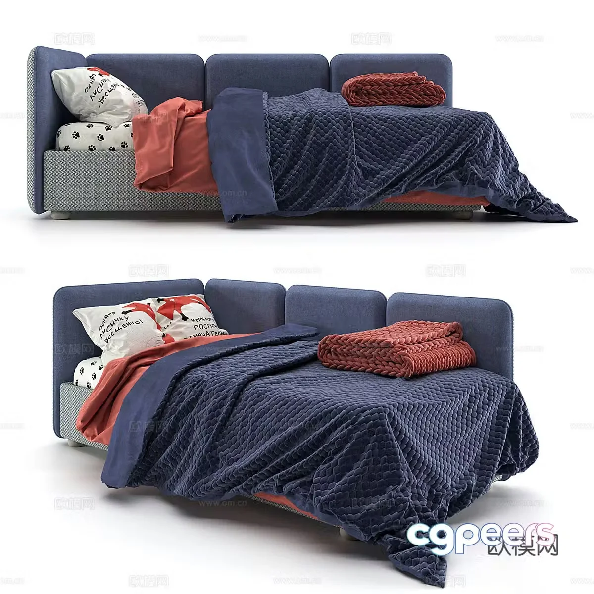 Modern children’s bed sofa bed 3d model