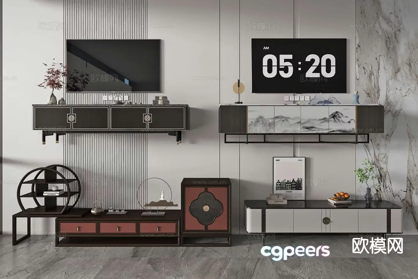 New Chinese style TV cabinet 3d model