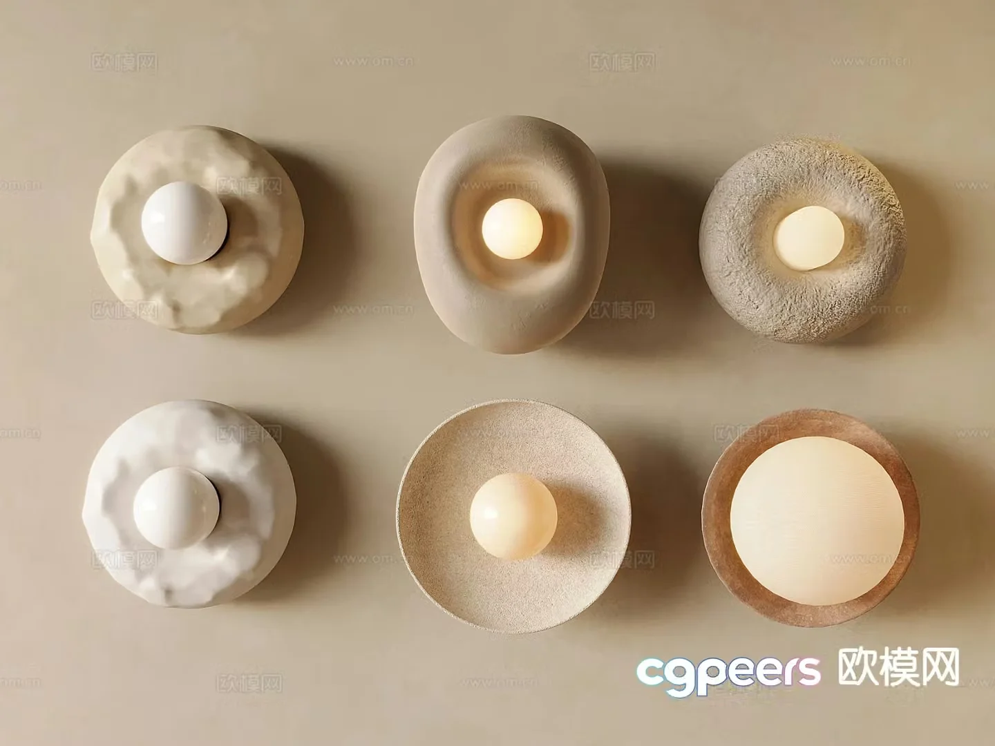 Wabi-sabi style wall lamp yellow cave stone wall lamp 3D model