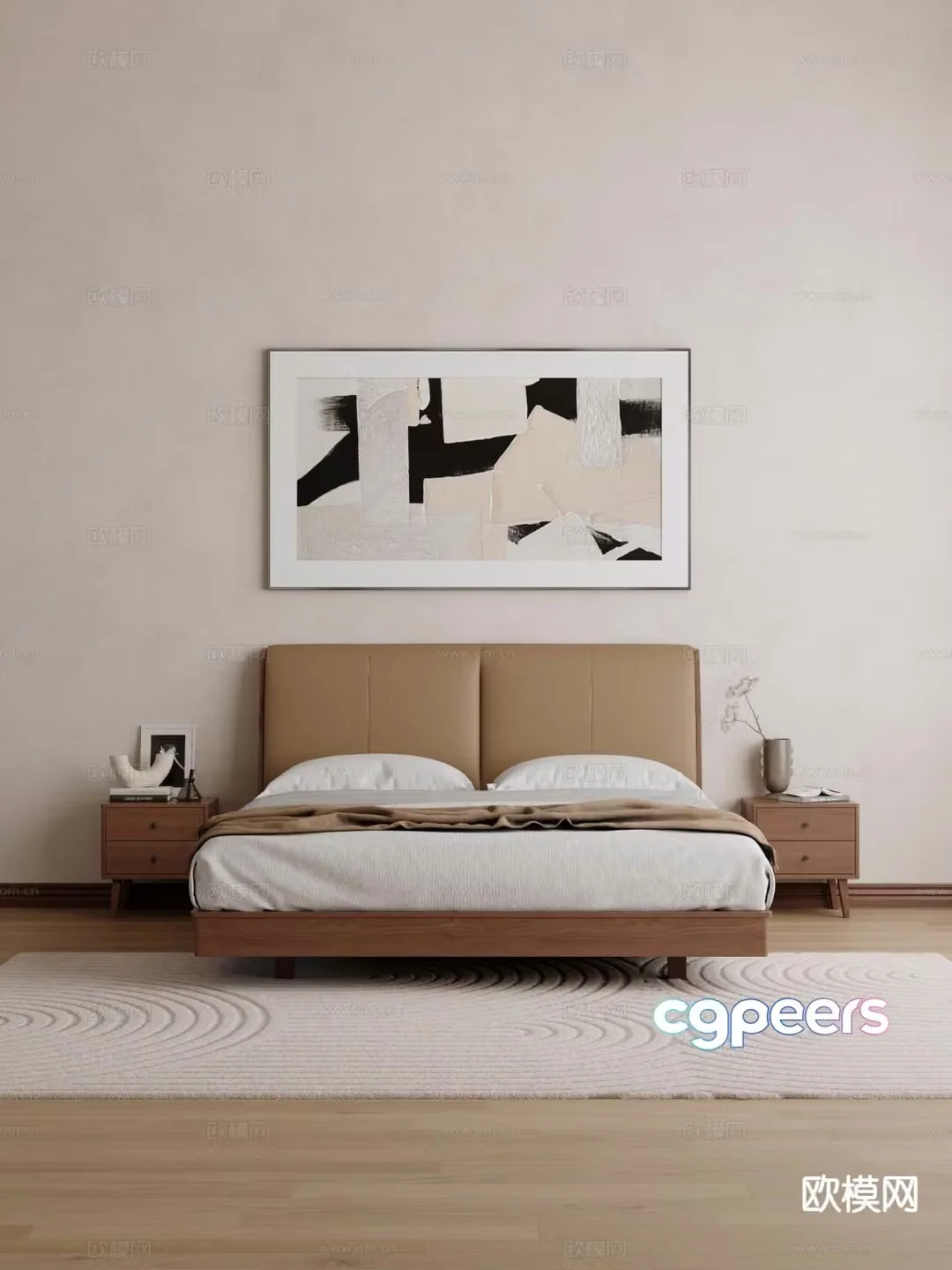 Modern double bed 3d model