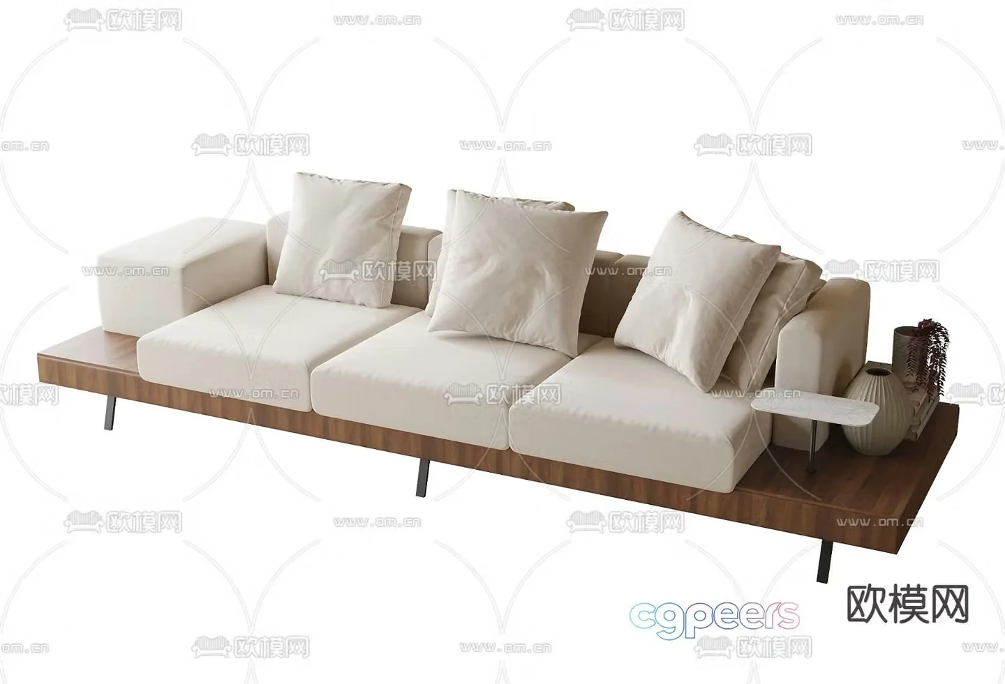 Medieval style multi-person sofa 3d model