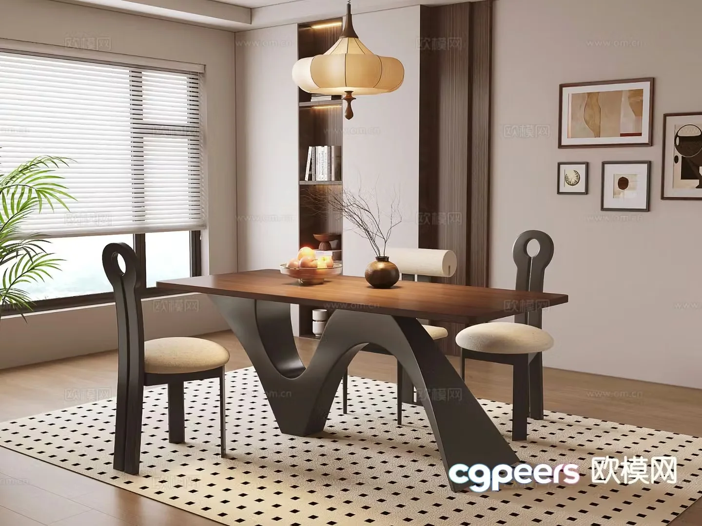 Medieval style dining table and chairs bar dining table 3D model