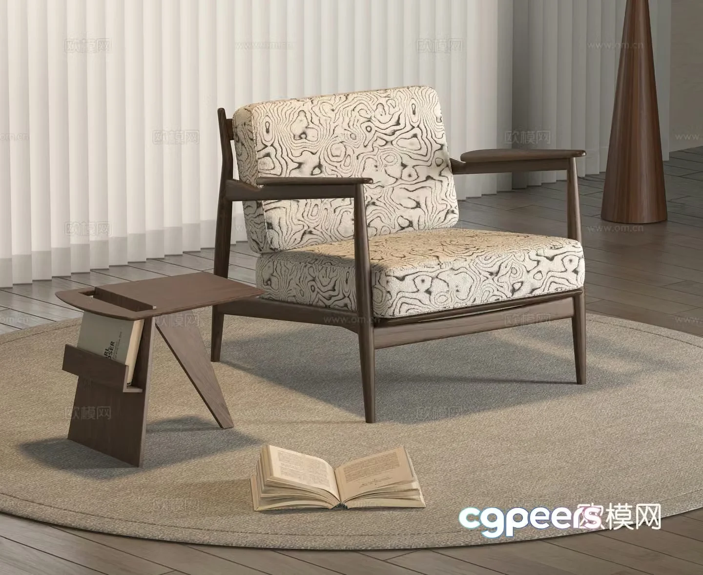 Medium style leisure chair 3d model