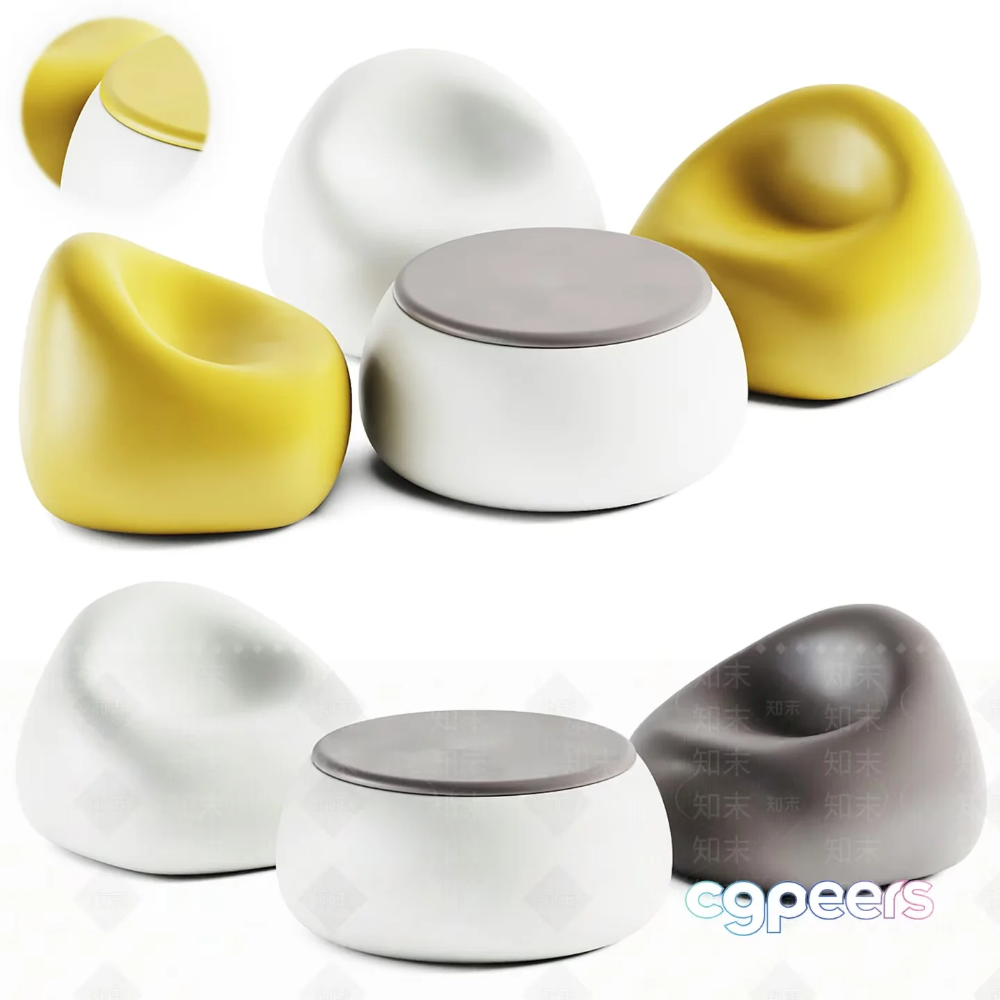 Modern Egg-Shaped Furniture 3D Model – 11889 – VRAY Render