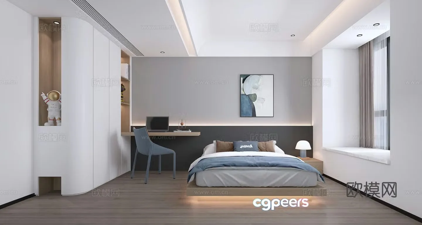 Modern bedroom boy room 3d model