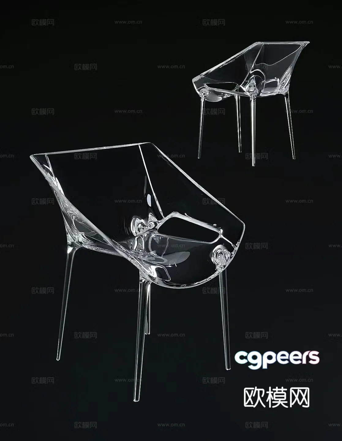 Modern acrylic chair single chair 3d model