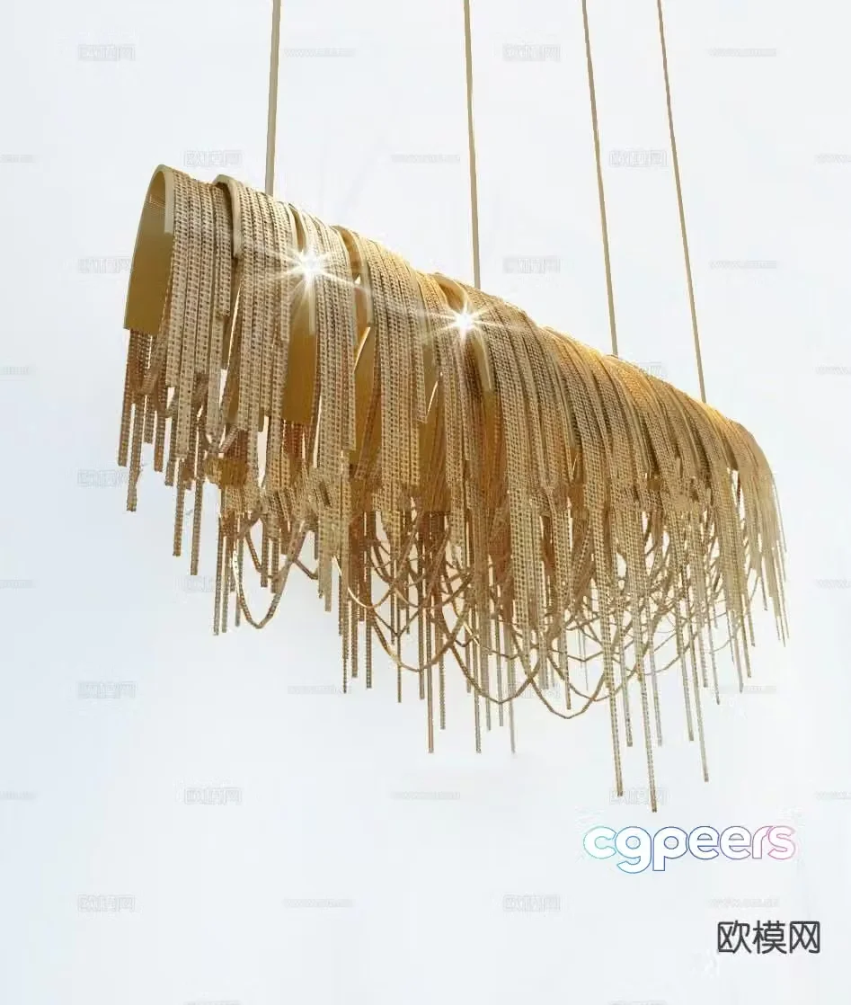 Modern metal chain chandelier 3d model