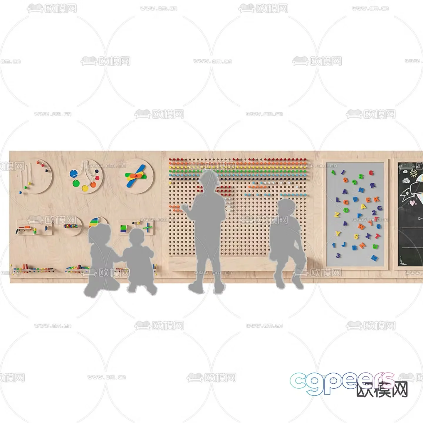 Children’s blackboard game panel hole board 3d model