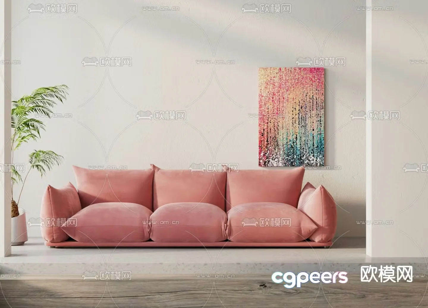 Marenco upholstered sofa three seater sofa 3d model