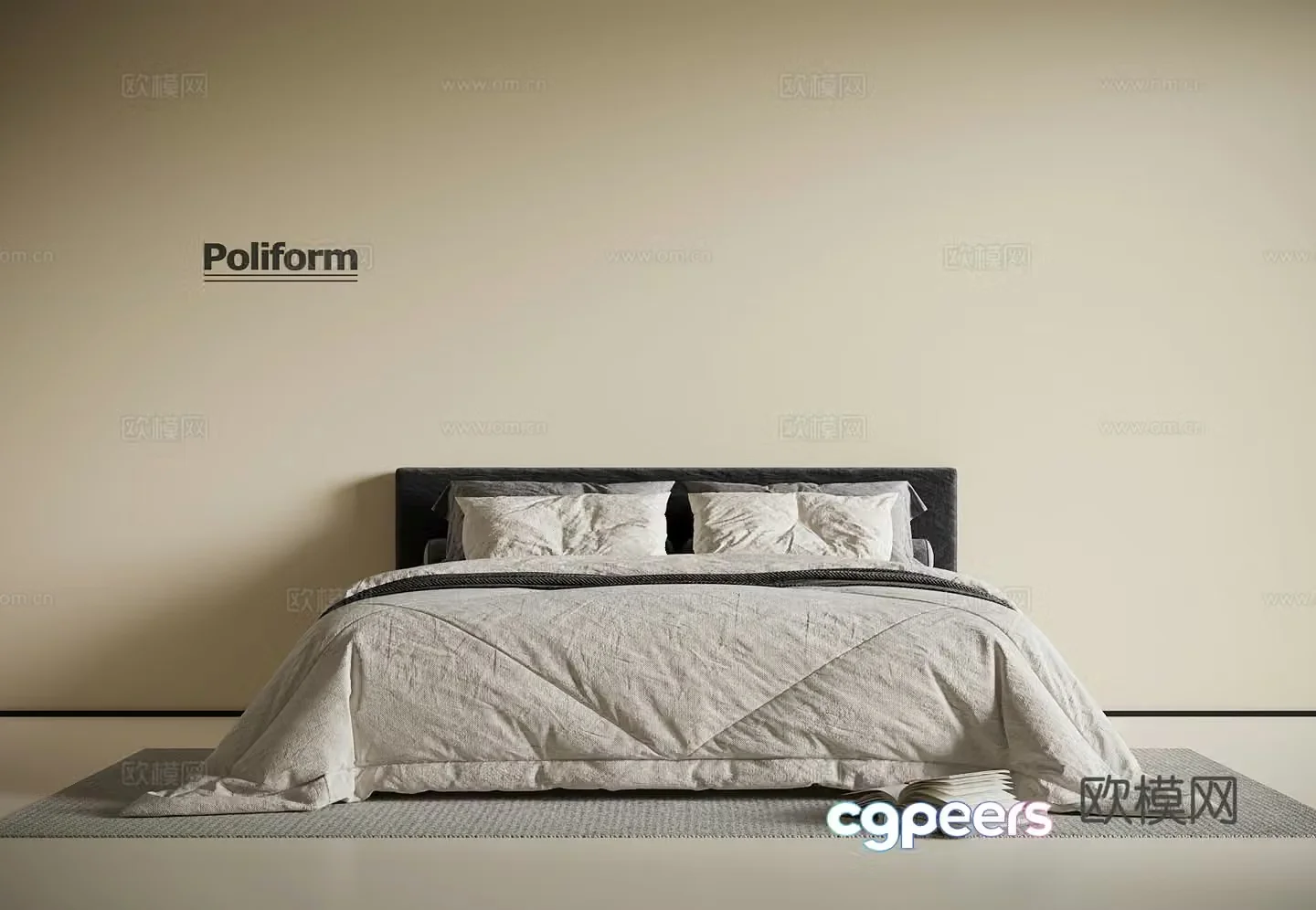 Modern double bed 3d model