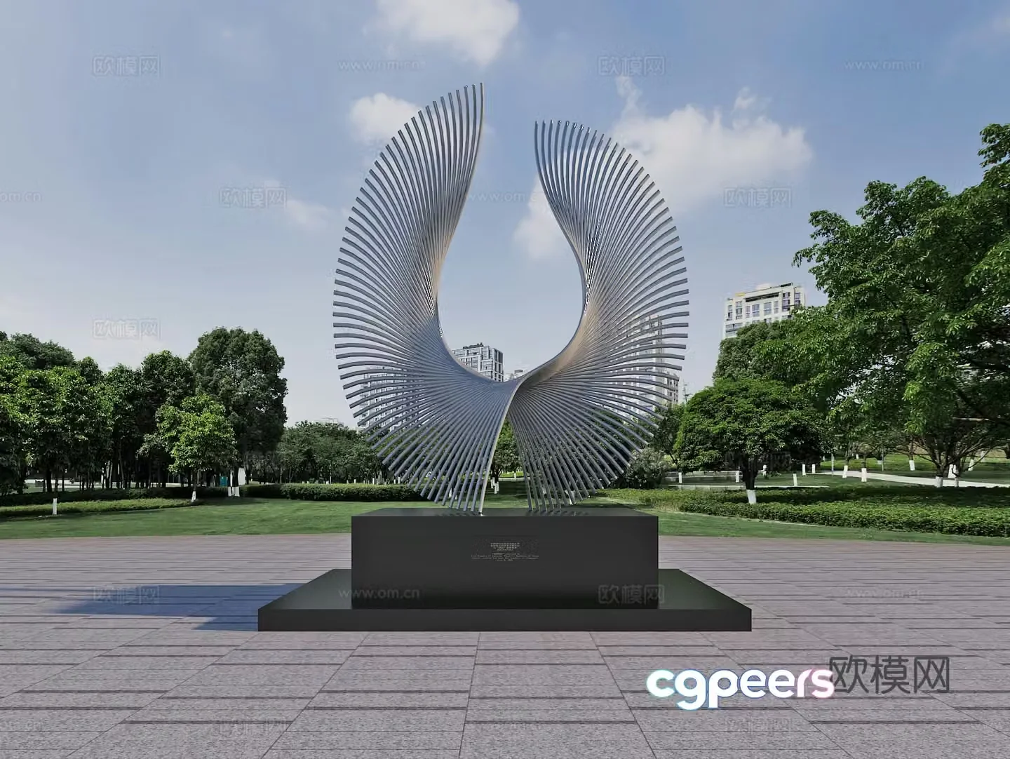Square installation Sculpture Landscape Art sketch 3d model