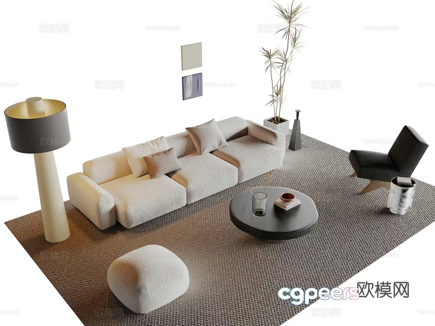 Modern sectional sofa 3d model
