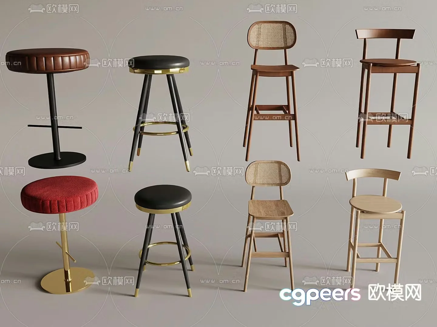 Wabi-sabi bar chair high chair 3d model