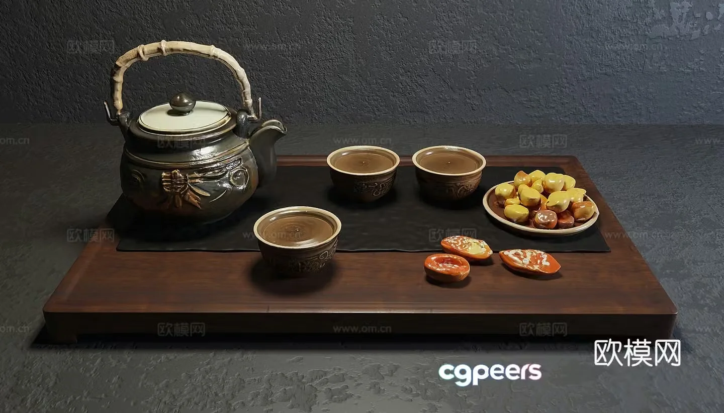 Chinese tea set 3D model