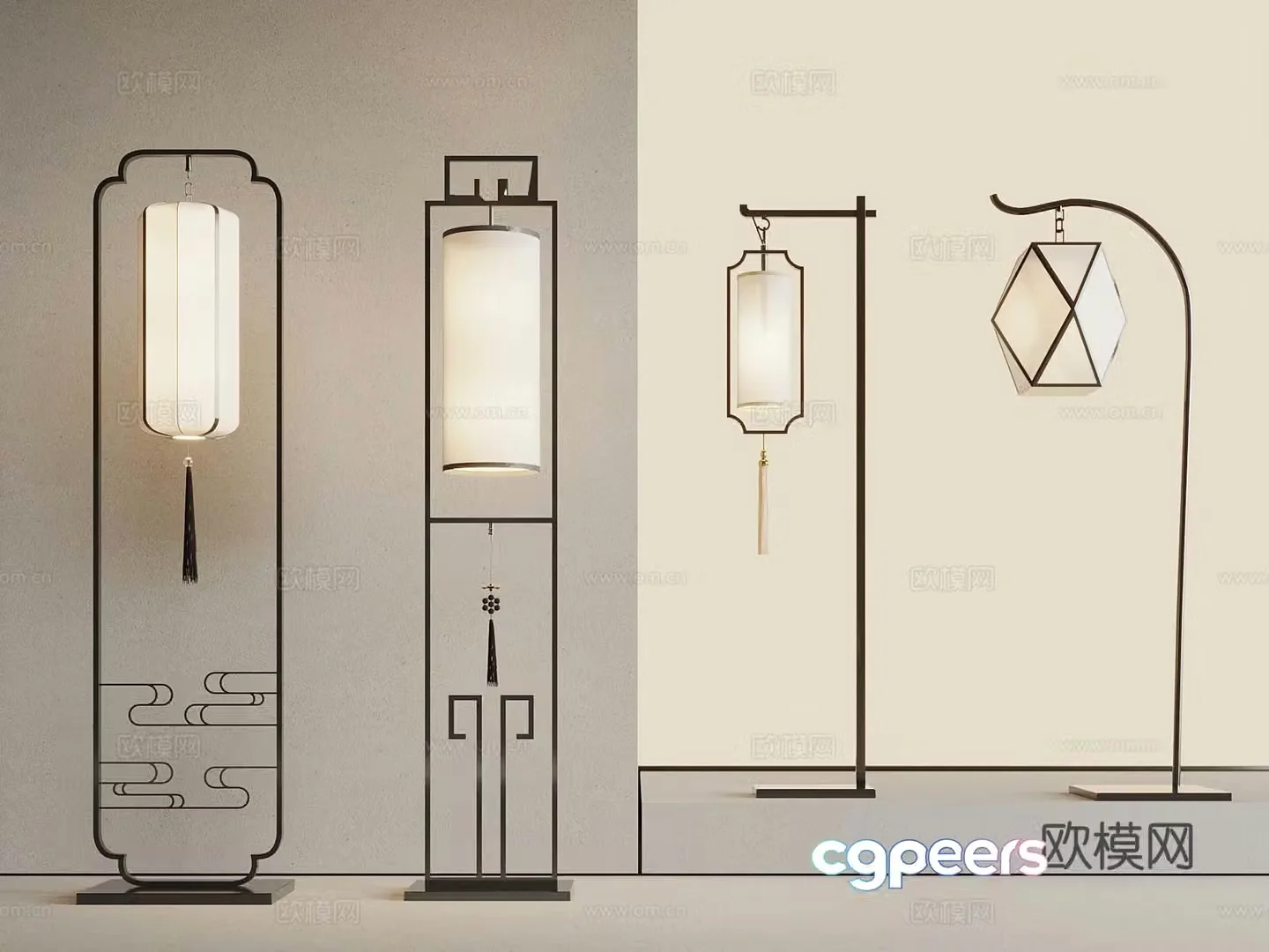 New Chinese floor lamp 3D model