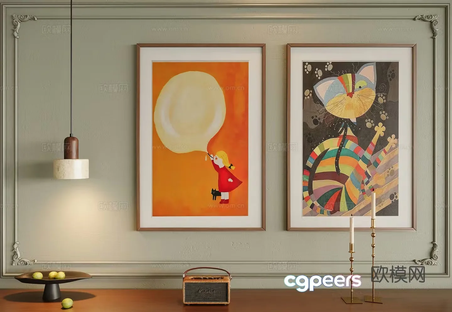 Middle-aged dopamine decorative painting 3d model