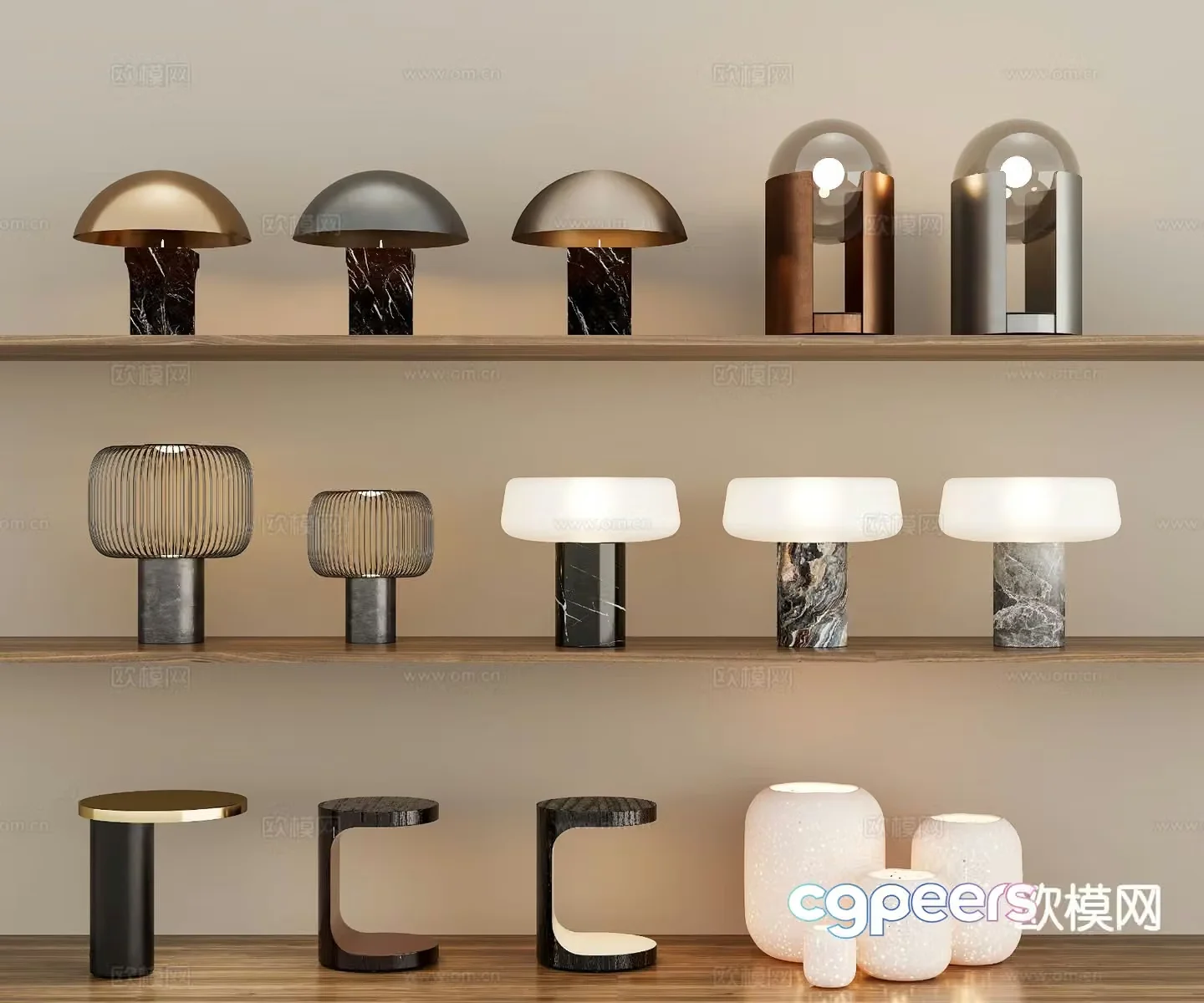 Light luxury desk lamp mushroom lamp 3d model