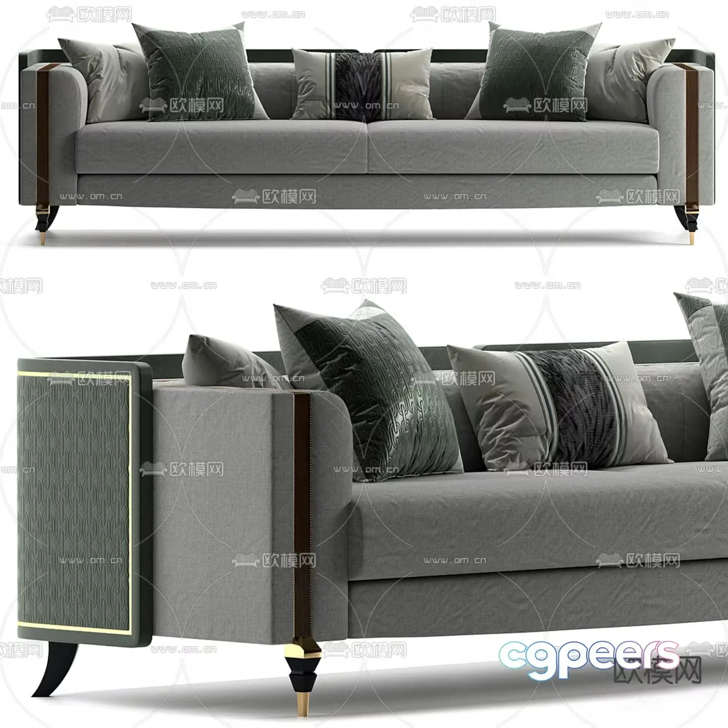 Jane European sofa double sofa 3d model