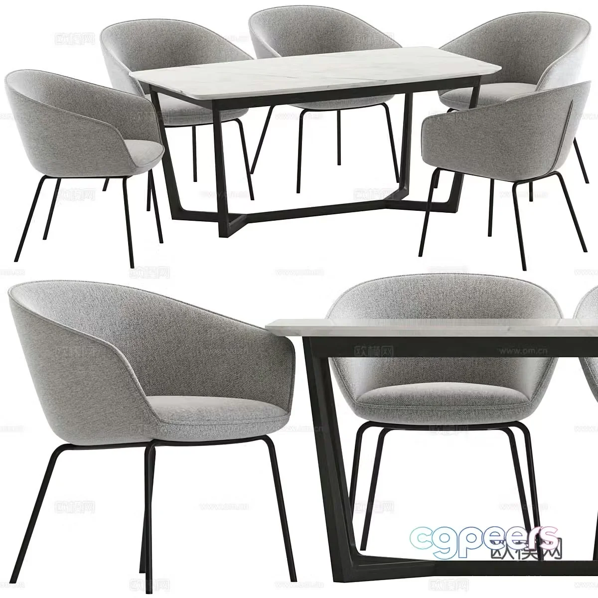 Dining table and dining chair 3d model