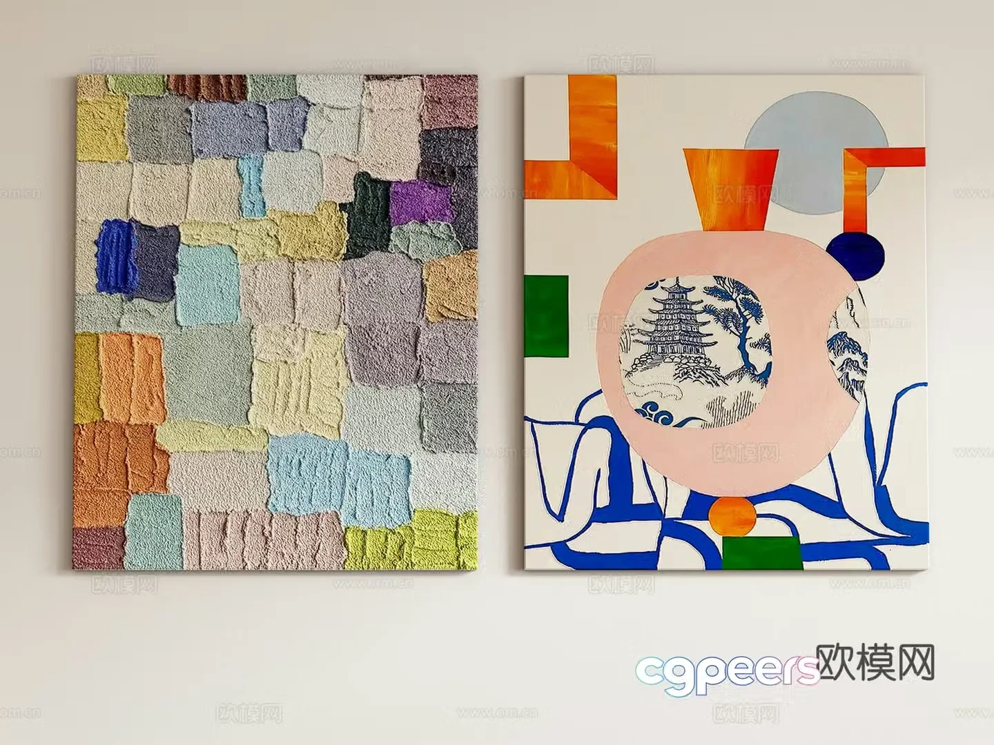 Modern abstract decorative painting hanging painting 3d model