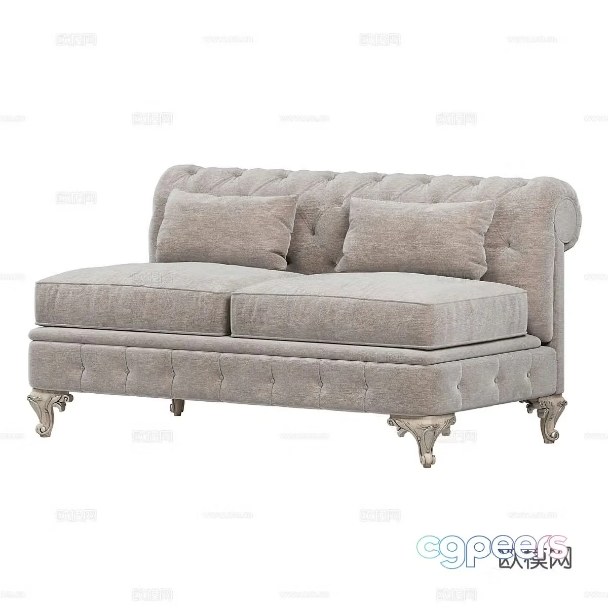 French simple double sofa double sofa simple sofa living room sofa pillow 3D model