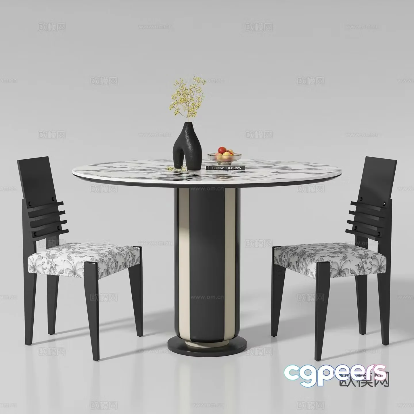 Modern dining table and chair 3d model