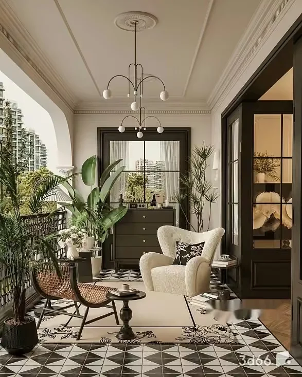 Modern Balcony Space 3D Model – 19625 – VRAY Render