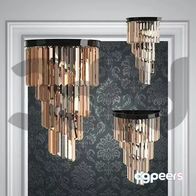 3ds Max Free – Wall lamp RH Odeon Clear Glass 4 Square