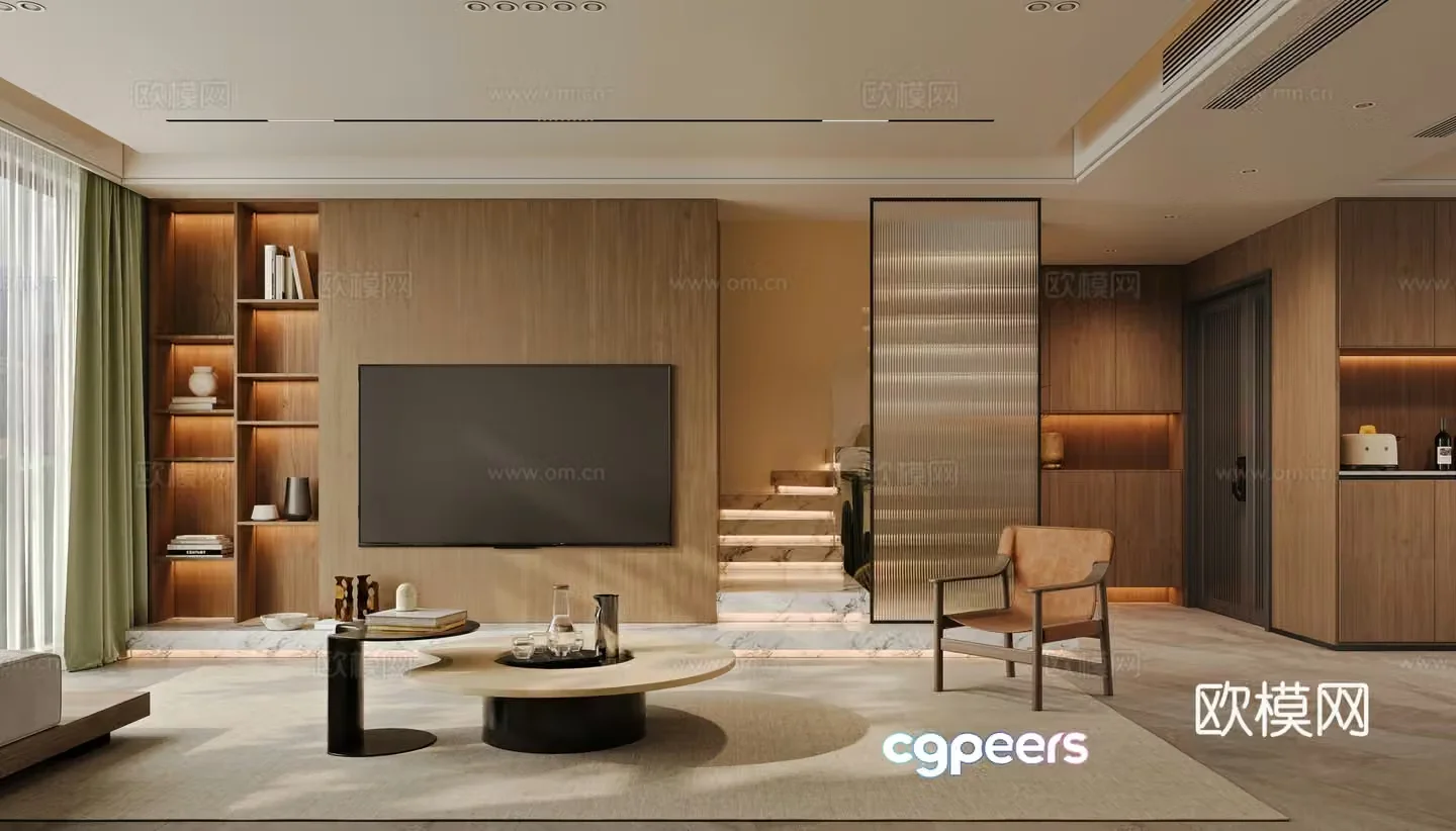 Middle-aged living room 3d model