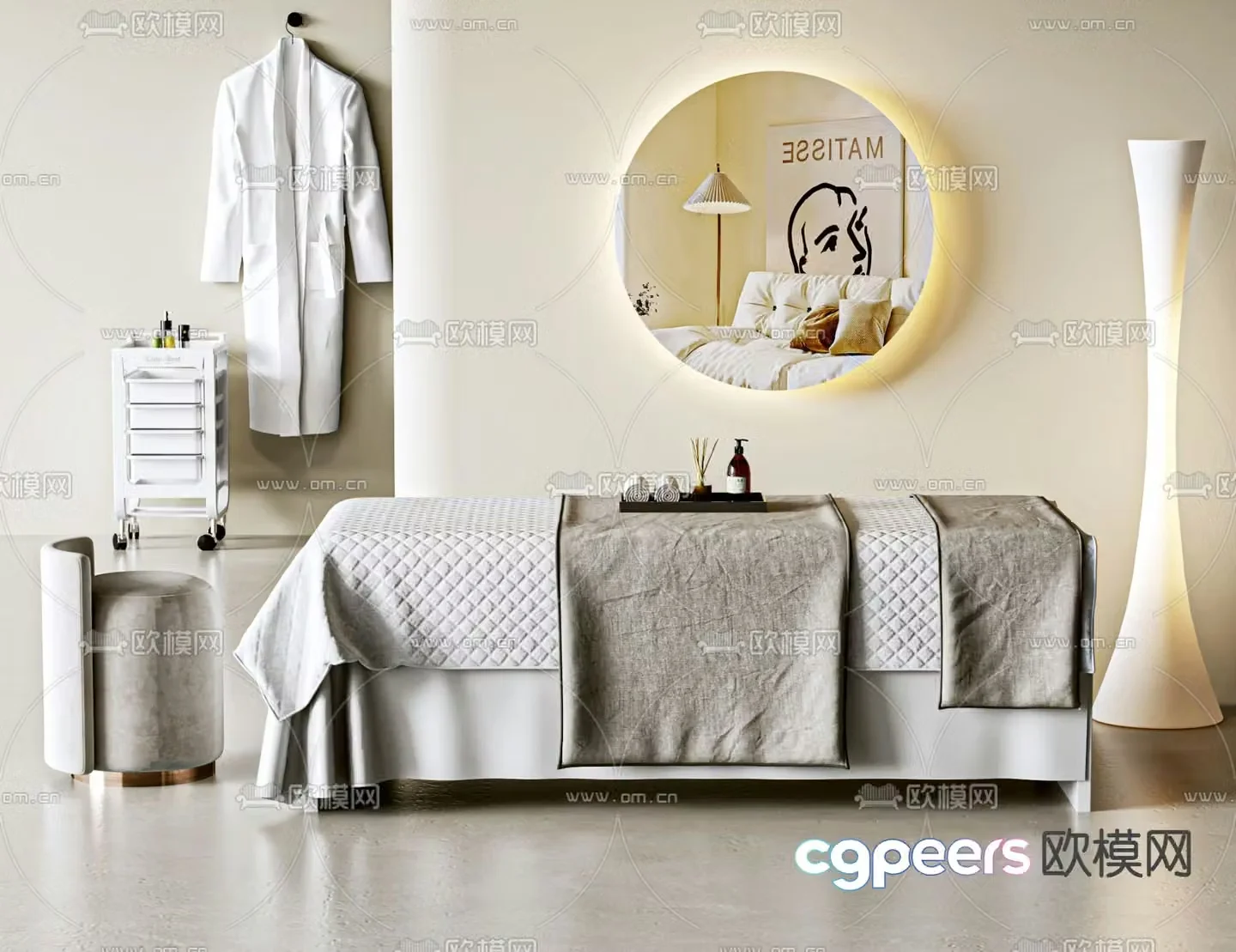 Beauty salon massage bed physiotherapy bed nursing bed 3d model