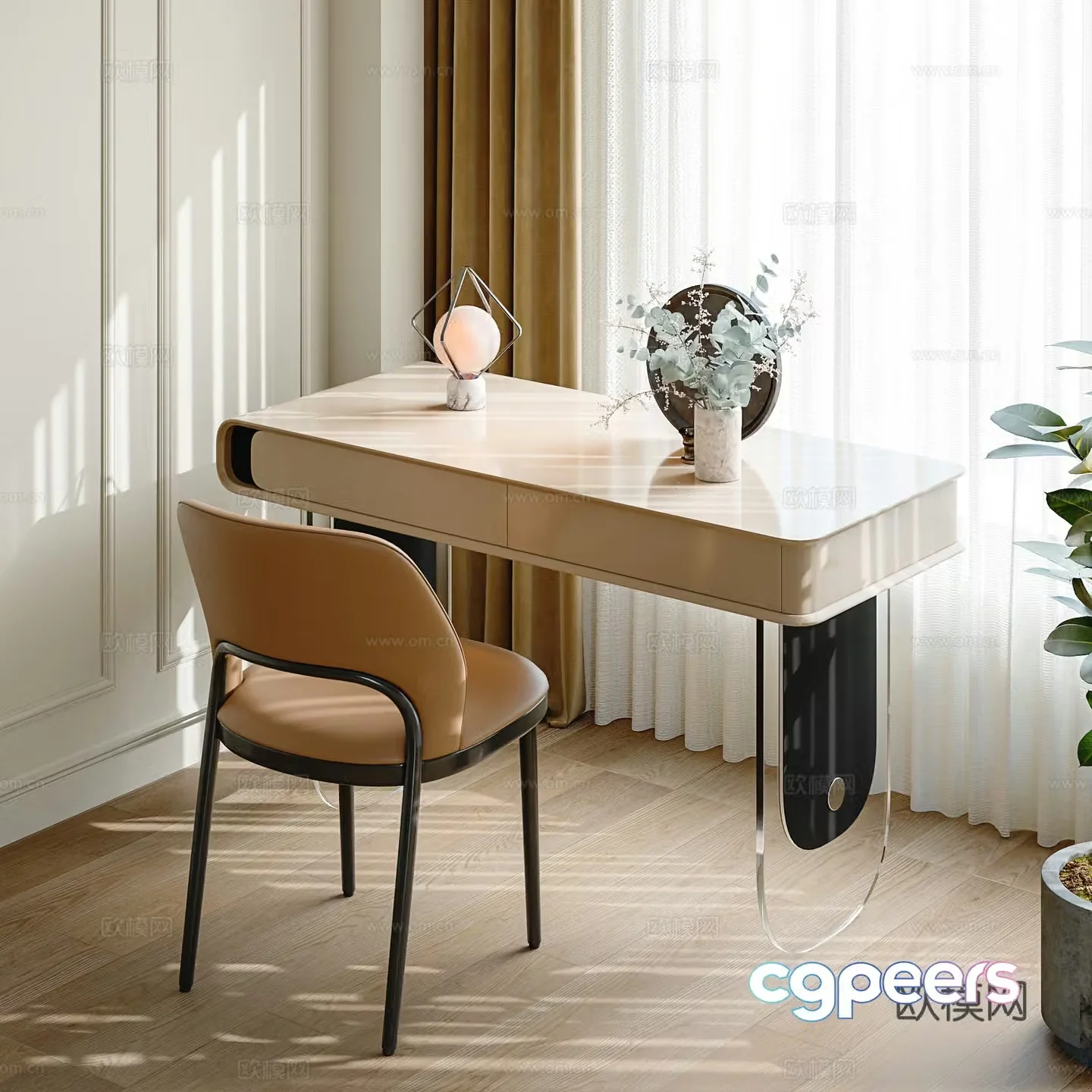 modern desk writing desk 3d model