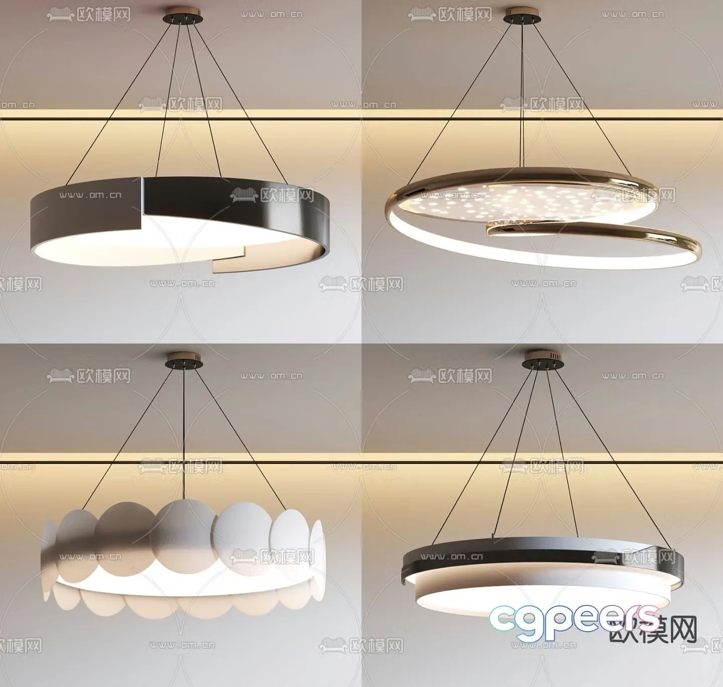 Light luxury chandelier ring chandelier 3d model