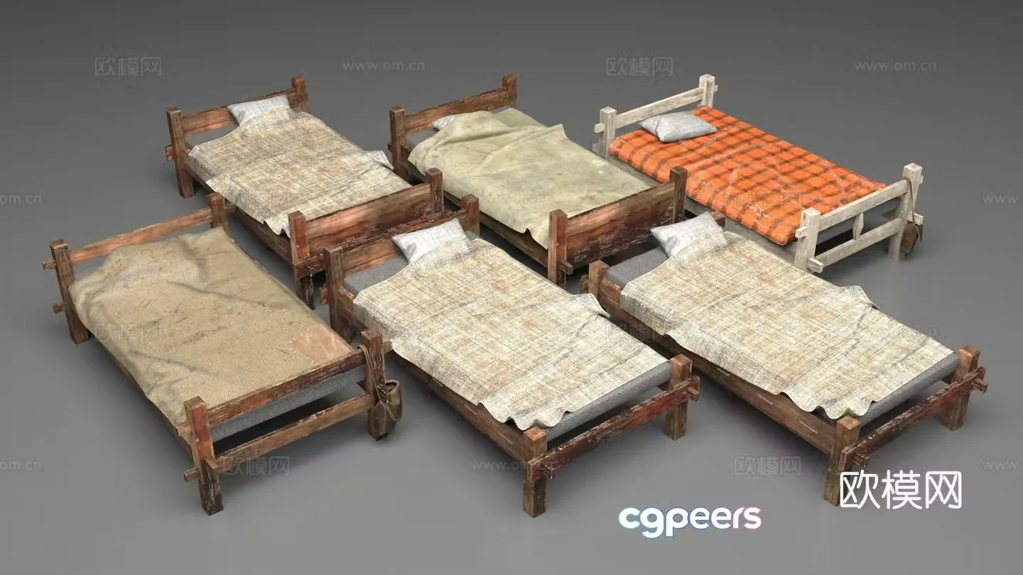 Wooden bed 3d model