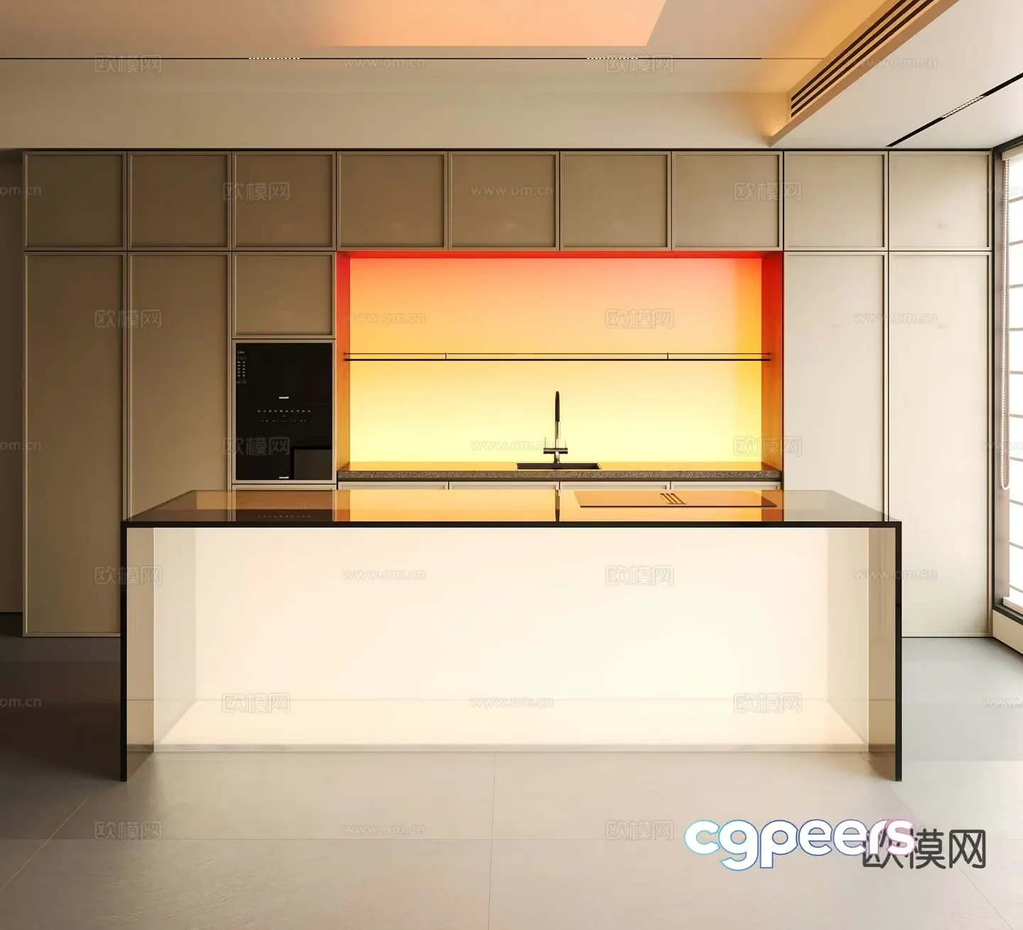 Modern Kitchen With A Sink 3D Model – 7115 – VRAY Render
