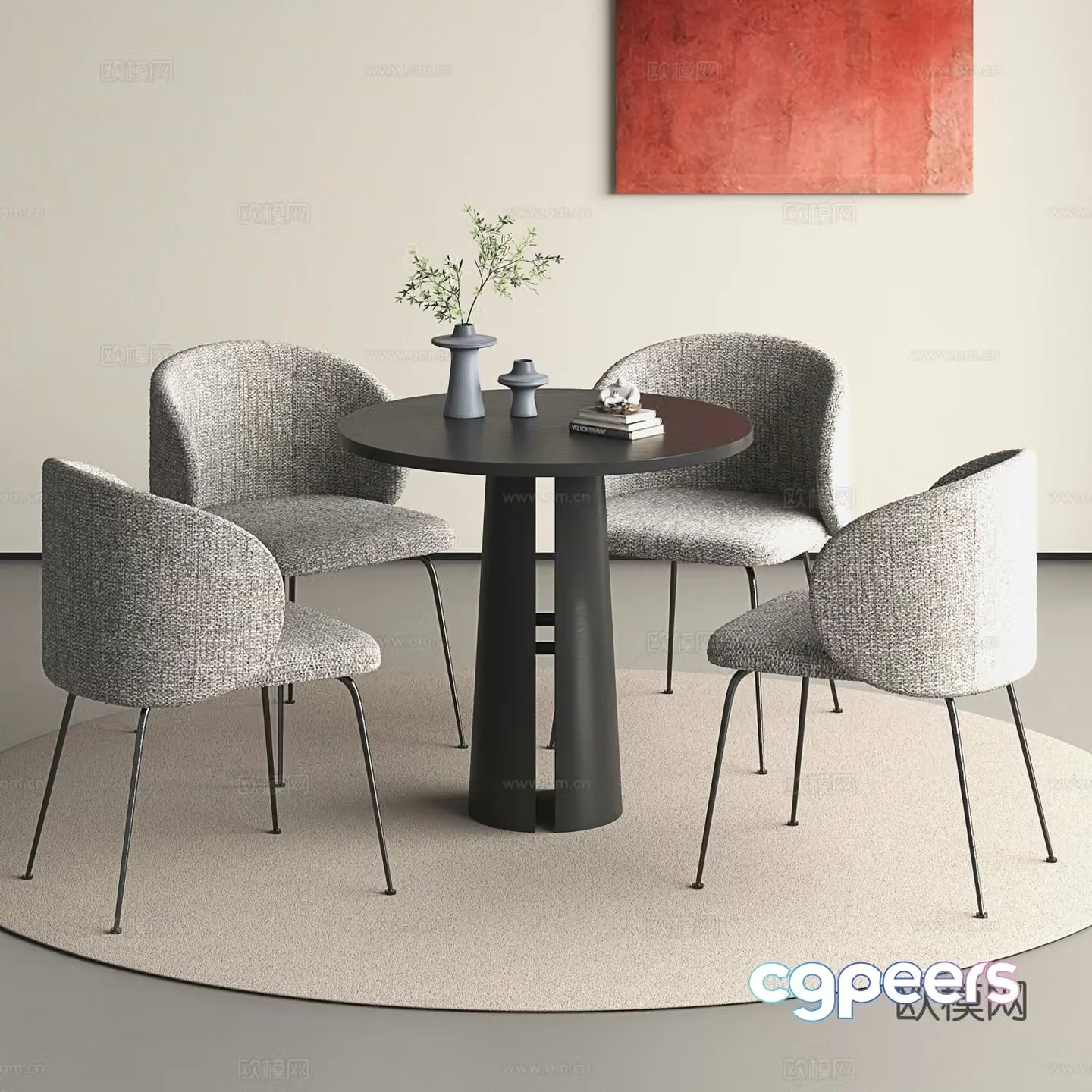 Modern negotiation table and chairs coffee table and chairs leisure table and chair combination round table 3D model