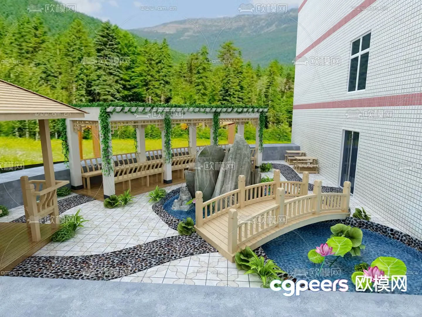 New Chinese style garden courtyard garden 3d model
